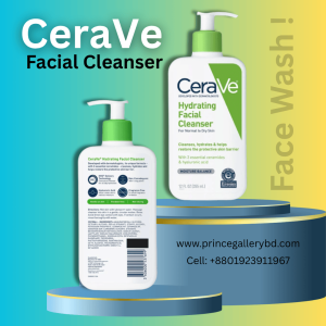 CeraVe Hydrating Facial Cleanser 355ml for Normal to Dry Skin – Gentle Moisturizing Face Wash with Ceramides & Hyaluronic Acid