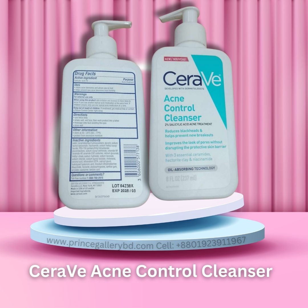 CeraVe Acne Control Cleanser 237ml – Best Salicylic Acid Face Wash for Acne-Prone Skin Price in Bangladesh 1 CeraVe Acne Control Cleanser 237ml for acne-prone skin in Bangladesh