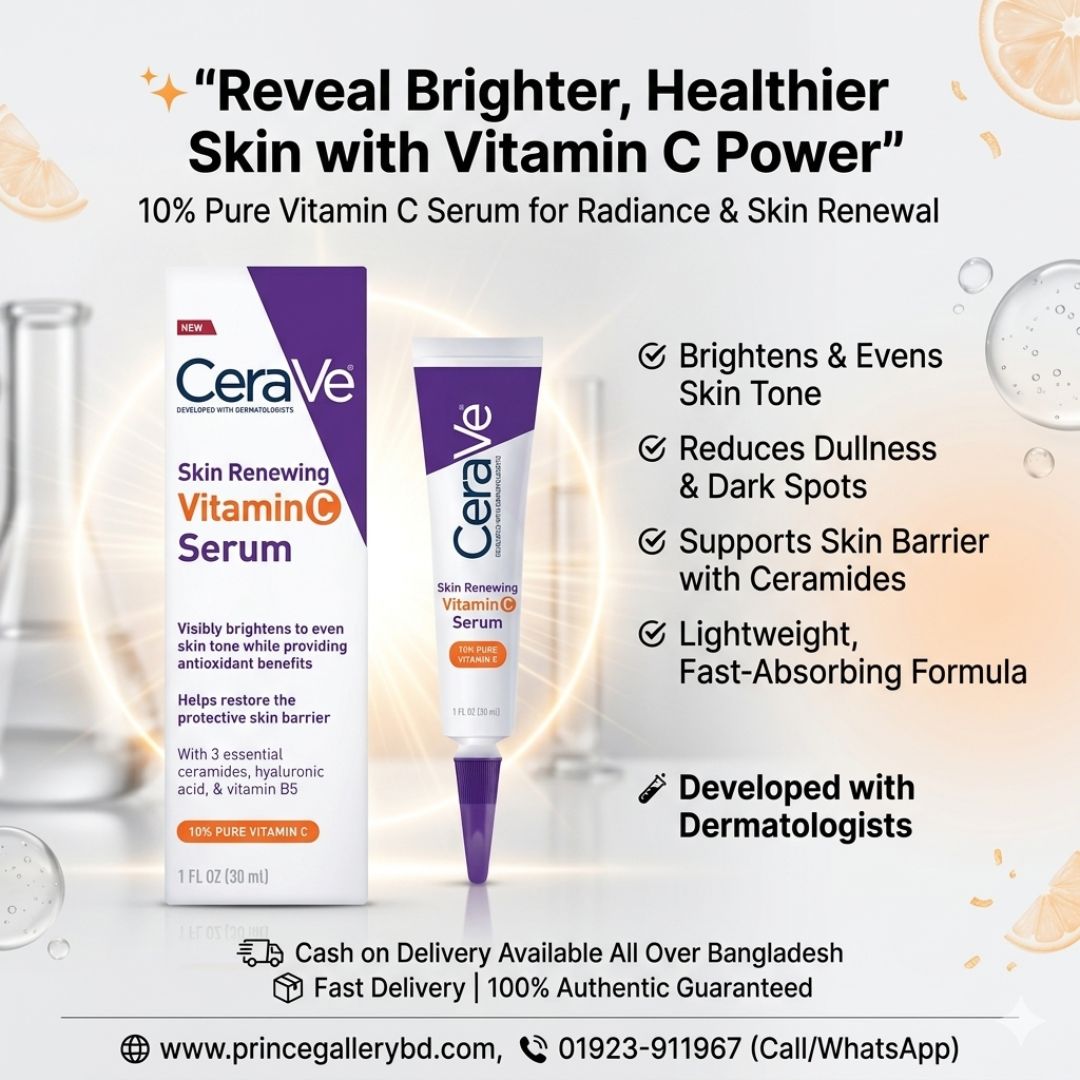 CeraVe Skin Renewing Vitamin C Serum 30ml | Brightening Face Serum Original in Bangladesh | Dark Spot & Glow Booster BD 1 CeraVe Skin Renewing Vitamin C Serum 30ml Original Brightening Face Serum Bangladesh