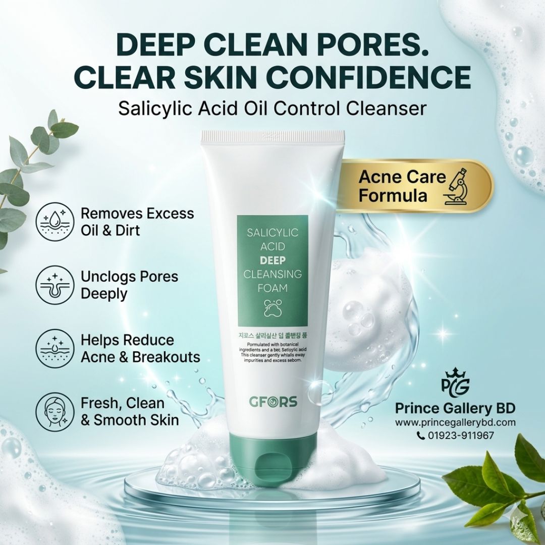 Gfors Salicylic Acid Deep Cleansing Foam 150ml – Acne Control Facewash Price in Bangladesh | Oily Skin Cleanser BD 1 Gfors Salicylic Acid Deep Cleansing Foam 150ml acne control facewash Bangladesh