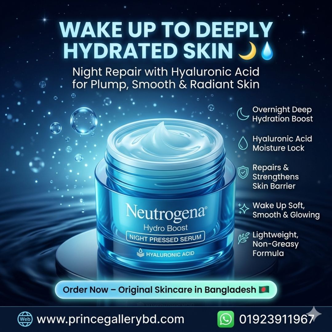 Neutrogena Hydro Boost Night Pressed Serum – Best Hyaluronic Acid Night Cream for Dry & Dehydrated Skin in Bangladesh 1 Neutrogena Hydro Boost Night Pressed Serum Hyaluronic Acid Night Cream for Dry Skin Bangladesh